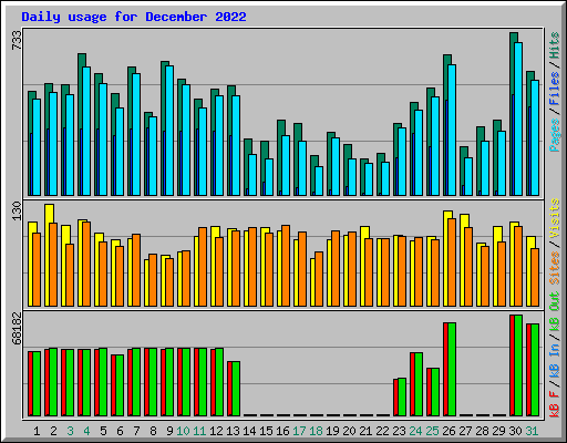 Daily usage for December 2022