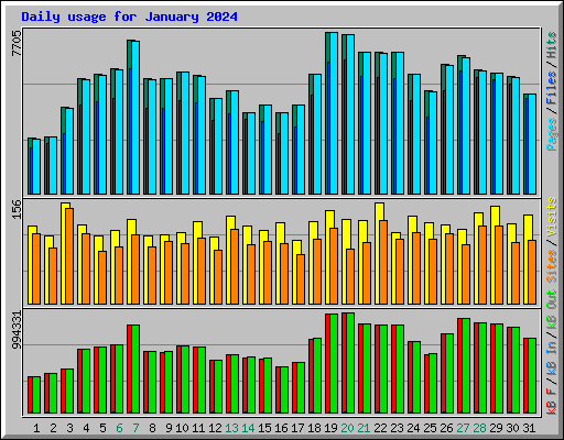 Daily usage for January 2024