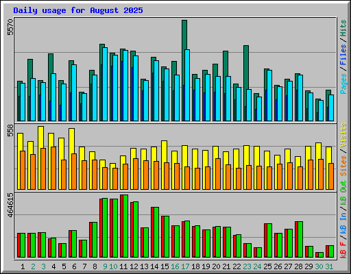 Daily usage for August 2025