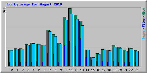 Hourly usage for August 2016